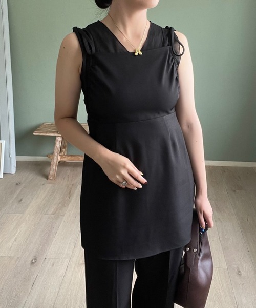 mysty woman（ミスティウーマン）の「シアーキリカエテレコタンク 581420（タンクトップ・レディース・ブラック/アイボリー/ボルドー・FREE）」の22枚目の写真