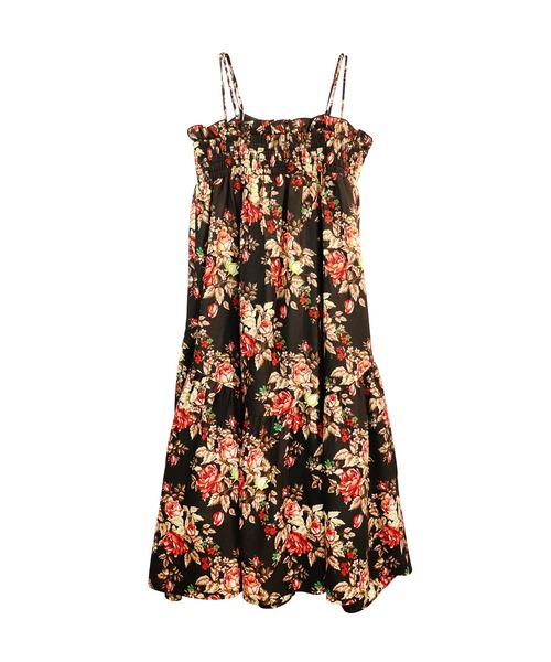 moyan ecri(モヤン エクリ)の「<moyan ecri>アフリカンファブリック ティアードキャミワンピースAfrica tiered cami dress(ワンピース・レディース・ブラック/オレンジ・FREE)」の5枚目の写真
