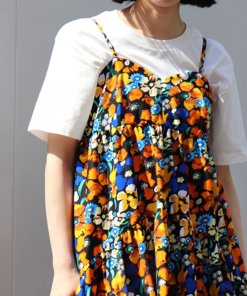 moyan ecri(モヤン エクリ)の「<moyan ecri>アフリカンファブリック ティアードキャミワンピースAfrica tiered cami dress(ワンピース・レディース・ブラック/オレンジ・FREE)」の7枚目の写真