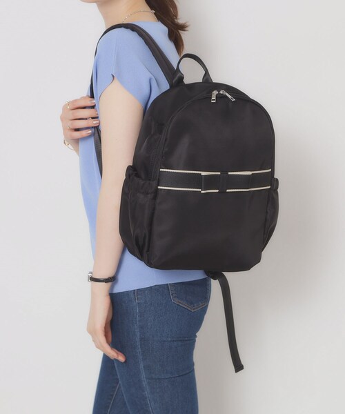 ITS'DEMO（イッツデモ）の「◆【A4対応／6ポケット】リボンモチーフリュック（バックパック/リュック・レディース・ピンク系/ベージュ/ブラック・00）」の2枚目の写真