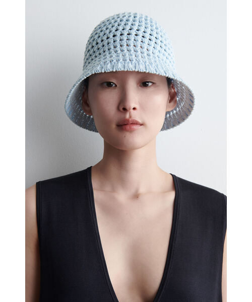 ＣＯＳコス タグなし 青竹色 バケットハット WIDE BRIM KNITTED BUCKET HAT ニットバケットハット スチールブルー