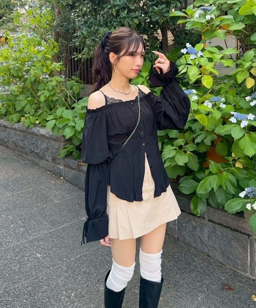 ブラウス シャツ mariko企画　レースドッキングブラウス　583652 レディース mariko企画 レースドッキングブラウス 583652（シャツ/ブラウス