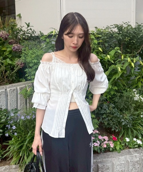 ブラウス シャツ mariko企画　レースドッキングブラウス　583652 レディース mariko企画 レースドッキングブラウス 583652（シャツ/ブラウス