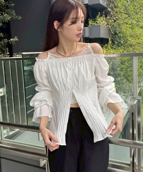 ブラウス シャツ mariko企画　レースドッキングブラウス　583652 レディース mariko企画 レースドッキングブラウス 583652（シャツ/ブラウス