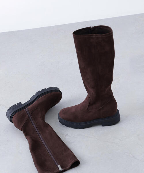 NATURAL BEAUTY BASIC（ナチュラルビューティーベーシック）の「◇【Oggi掲載】インヒールトラックソールロングブーツ（ブーツ・レディース・ブラック/ダークブラウン・SMALL/LARGE/MEDIUM）」の6枚目の写真