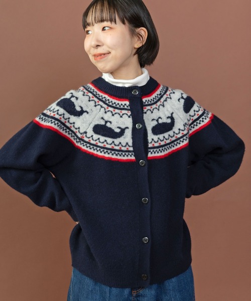 PAR ICI クジラジャカード 求心風2WAY カーディガン ネイビー クジラジャカード 求心風2WAY カーディガン（カーディガン/ボレロ