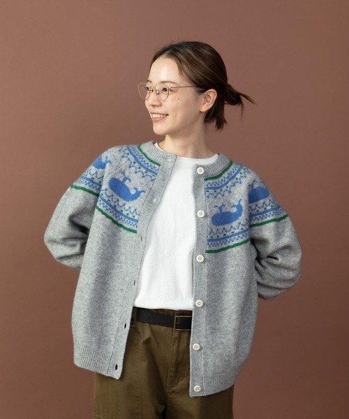 PAR ICI クジラジャカード 求心風2WAY カーディガン ネイビー AMBIDEX Store △〇クジラジャカード 求心風2WAY カーディガン(F