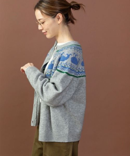 PAR ICI（パーリッシィ）の「クジラジャカード 求心風2WAY カーディガン（カーディガン/ボレロ・レディース・グレー/ネイビー・FREE）」の9枚目の写真