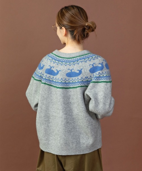 PAR ICI（パーリッシィ）の「クジラジャカード 求心風2WAY カーディガン（カーディガン/ボレロ・レディース・グレー/ネイビー・FREE）」の10枚目の写真