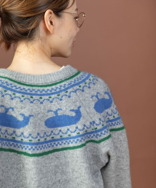 PAR ICI（パーリッシィ）の「クジラジャカード 求心風2WAY カーディガン（カーディガン/ボレロ・レディース・グレー/ネイビー・FREE）」の13枚目の写真