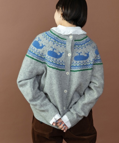 PAR ICI（パーリッシィ）の「クジラジャカード 求心風2WAY カーディガン（カーディガン/ボレロ・レディース・グレー/ネイビー・FREE）」の19枚目の写真