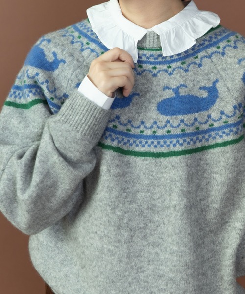 PAR ICI（パーリッシィ）の「クジラジャカード 求心風2WAY カーディガン（カーディガン/ボレロ・レディース・グレー/ネイビー・FREE）」の22枚目の写真