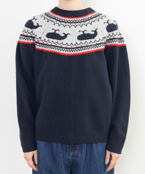 PAR ICI クジラジャカード 求心風2WAY カーディガン ネイビー AMBIDEX Store △〇クジラジャカード 求心風2WAY カーディガン(F