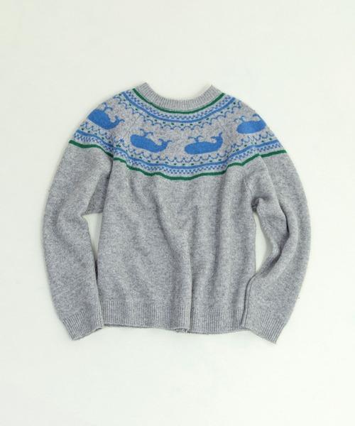 PAR ICI（パーリッシィ）の「クジラジャカード 求心風2WAY カーディガン（カーディガン/ボレロ・レディース・グレー/ネイビー・FREE）」の4枚目の写真