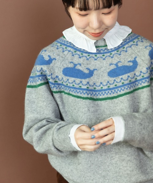 PAR ICI（パーリッシィ）の「クジラジャカード 求心風2WAY カーディガン（カーディガン/ボレロ・レディース・グレー/ネイビー・FREE）」の21枚目の写真