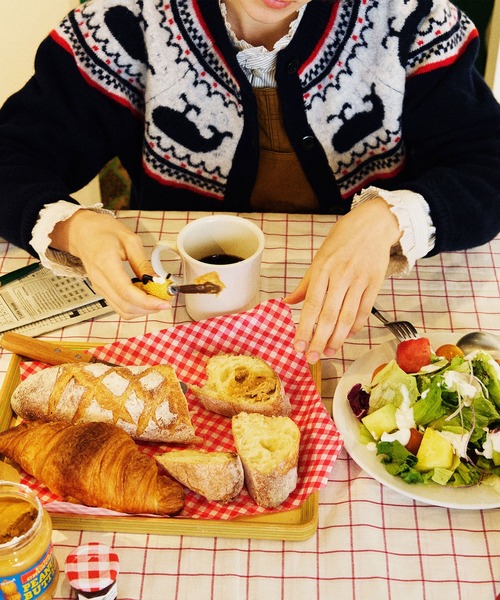 PAR ICI（パーリッシィ）の「クジラジャカード 求心風2WAY カーディガン（カーディガン/ボレロ・レディース・グレー/ネイビー・FREE）」の7枚目の写真