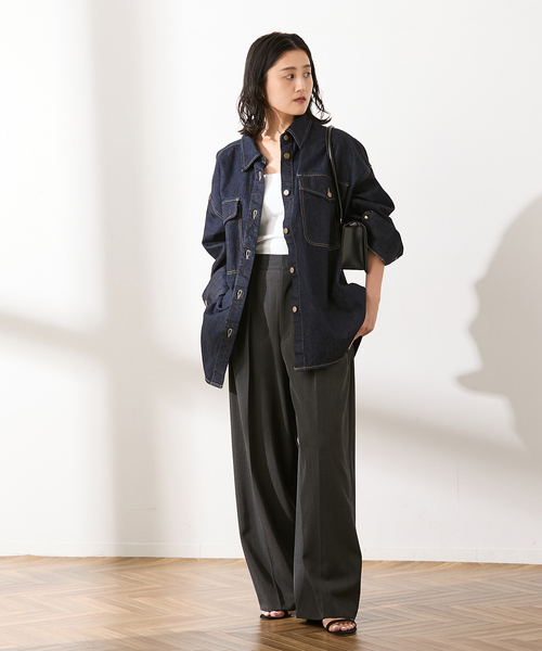 journal standard L'essage（ジャーナルスタンダードレサージュ）の「オーバーサイズデニムシャツ（シャツ/ブラウス・レディース・ブルー系その他/ネイビー・FREE）」の3枚目の写真