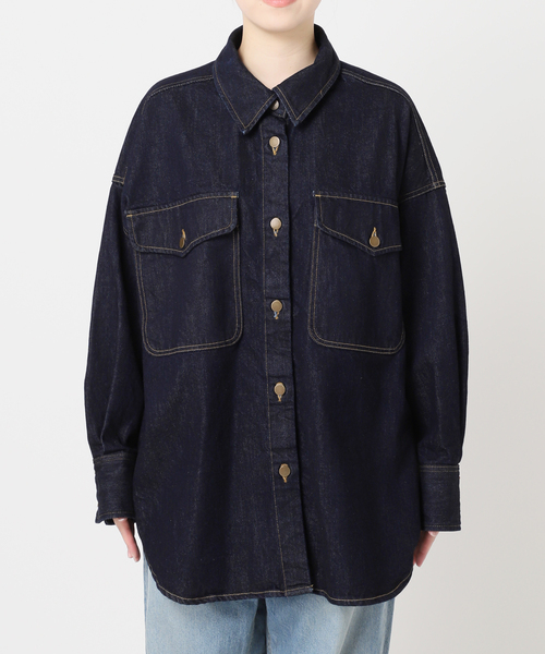 journal standard L'essage（ジャーナルスタンダードレサージュ）の「オーバーサイズデニムシャツ（シャツ/ブラウス・レディース・ブルー系その他/ネイビー・FREE）」の16枚目の写真