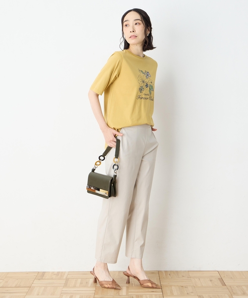 DECOY SINCE 1981(デコイシンスイチキュウハチイチ)の「【冷感】【UVカット】ひやさらコットン プリント&刺繍Tシャツ(Tシャツ/カットソー・レディース・マスタード/ネイビー/ホワイト・LL/L/M/3L/4L)」の16枚目の写真