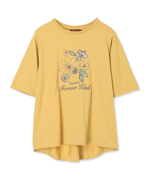 DECOY SINCE 1981(デコイシンスイチキュウハチイチ)の「【冷感】【UVカット】ひやさらコットン プリント&刺繍Tシャツ(Tシャツ/カットソー・レディース・マスタード/ネイビー/ホワイト・LL/L/M/3L/4L)」の22枚目の写真