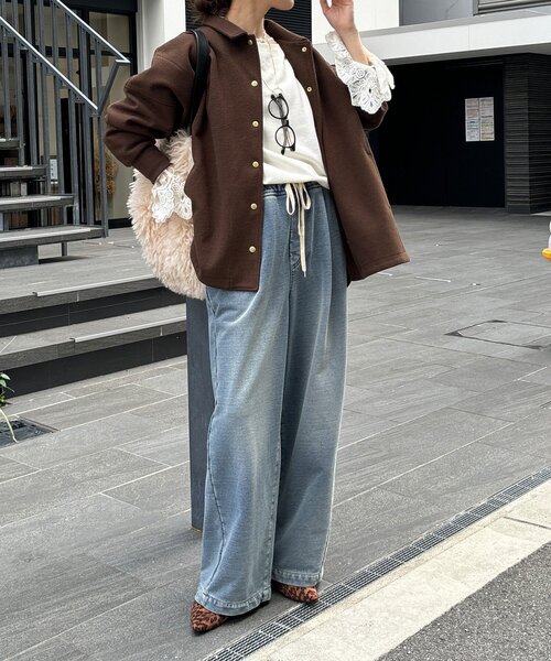 DouDou(ドゥドゥ)の「【デニムなのにスウェット!?】デニムスウェットパンツ(その他パンツ・レディース・ブラック/ブルー・36/38)」の16枚目の写真