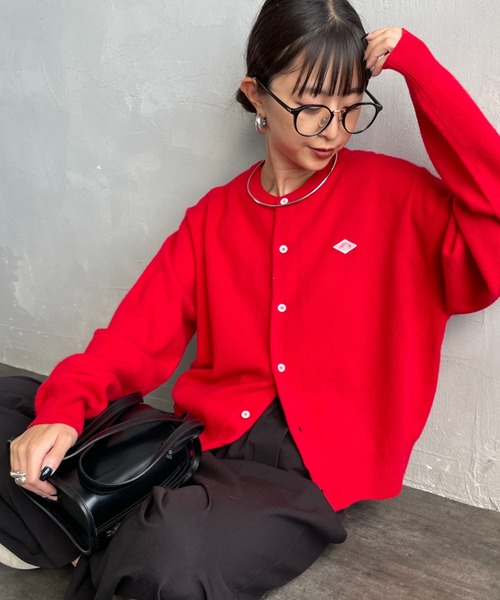 DANTON レッド カーディガン DANTON」 ニットカーディガン 34 レッド レディース DANTON（ダントン