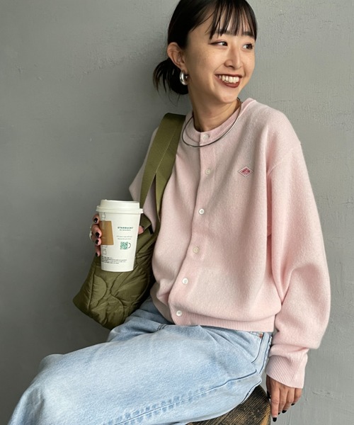 DANTON/ダントン] ワンポイントロゴ クルーネックニットカーディガン