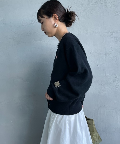 DANTON/ダントン] ワンポイントロゴ クルーネックニットカーディガン