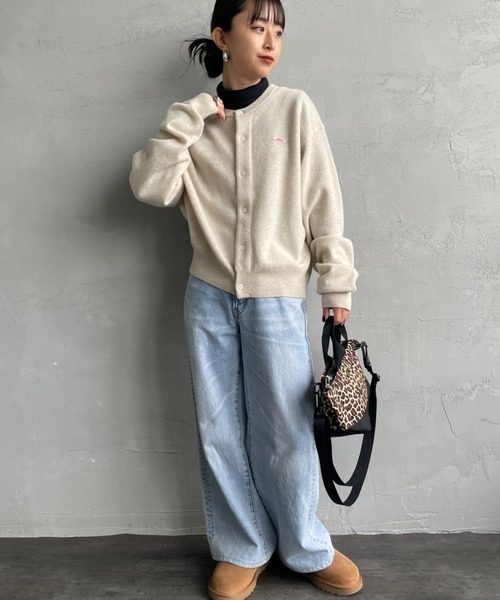 DANTON/ダントン] ワンポイントロゴ クルーネックニットカーディガン