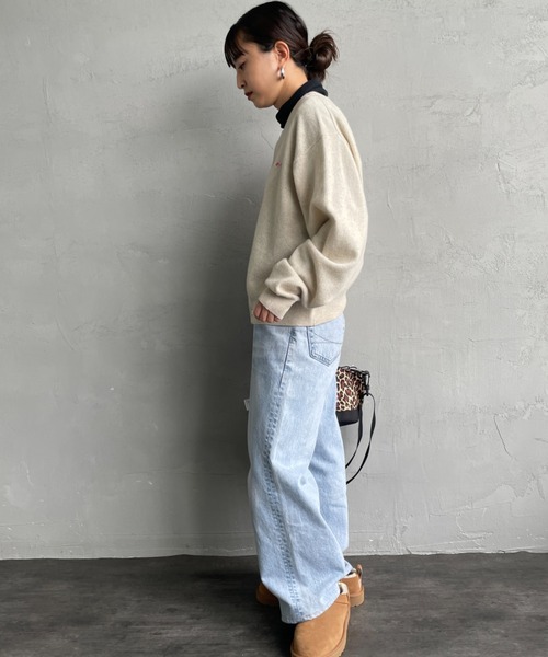 DANTON/ダントン] ワンポイントロゴ クルーネックニットカーディガン