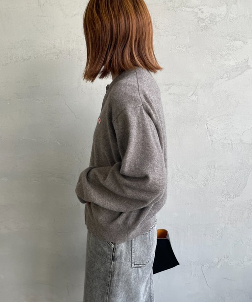 DANTON/ダントン] ワンポイントロゴ クルーネックニットカーディガン