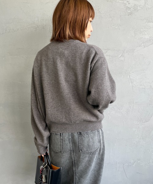 DANTON/ダントン] ワンポイントロゴ クルーネックニットカーディガン