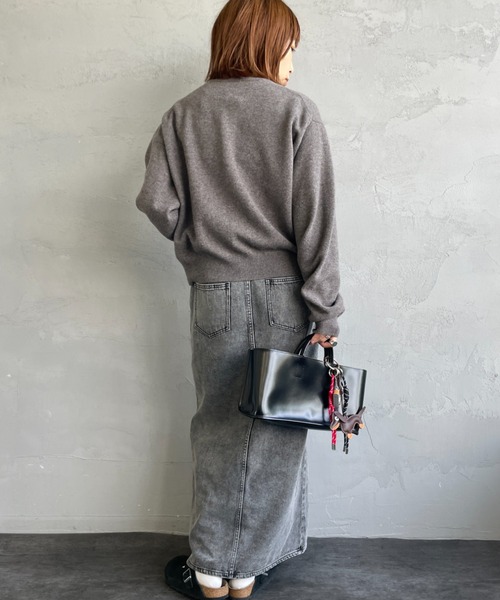DANTON/ダントン] ワンポイントロゴ クルーネックニットカーディガン