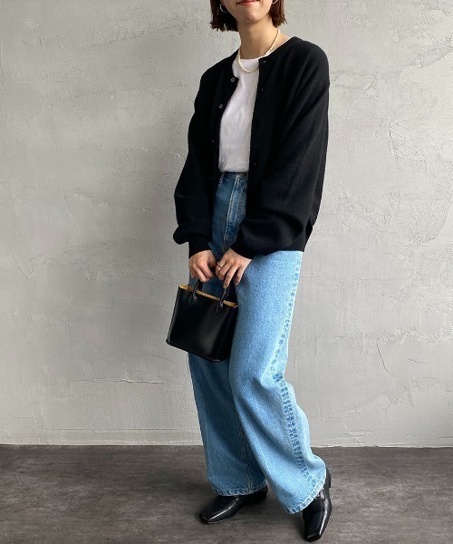 DANTON/ダントン] ワンポイントロゴ クルーネックニットカーディガン