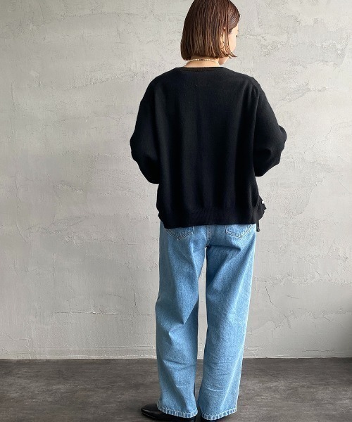 DANTON（ダントン）の「[DANTON/ダントン] ワンポイントロゴ クルーネックニットカーディガン（カーディガン/ボレロ・レディース・ブラック/ライトグレー/グレイッシュベージュ/オートミール/ピンク/レッド・34/36）」の8枚目の写真