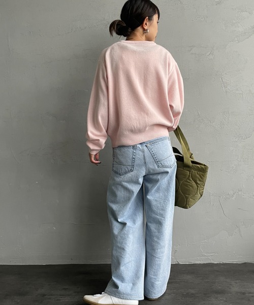 DANTON/ダントン] ワンポイントロゴ クルーネックニットカーディガン