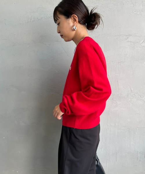 DANTON/ダントン] ワンポイントロゴ クルーネックニット