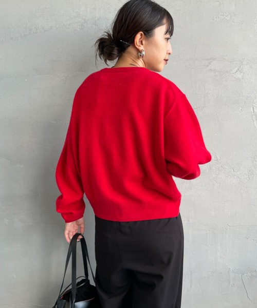 DANTON/ダントン] ワンポイントロゴ クルーネックニットカーディガン