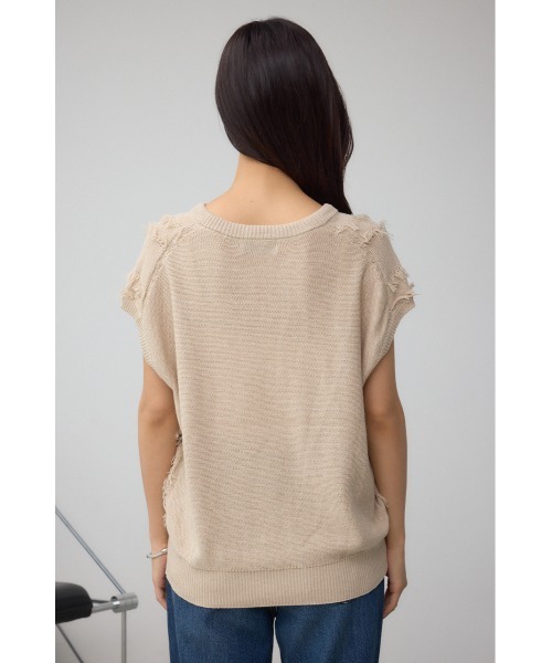 AZUL by moussy（アズールバイマウジー）の「ラインフリンジニットトップス（ニット/セーター・レディース・ブラック/アイボリー/バーガンディー・FREE）」の9枚目の写真