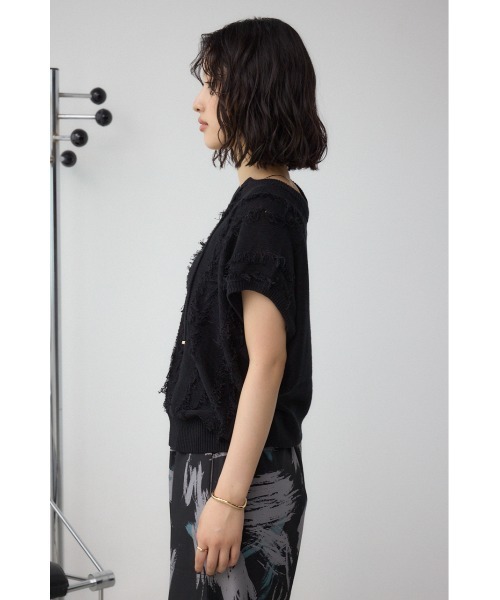 AZUL by moussy（アズールバイマウジー）の「ラインフリンジニットトップス（ニット/セーター・レディース・ブラック/アイボリー/バーガンディー・FREE）」の18枚目の写真