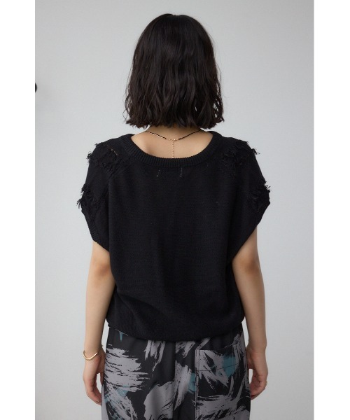 AZUL by moussy（アズールバイマウジー）の「ラインフリンジニットトップス（ニット/セーター・レディース・ブラック/アイボリー/バーガンディー・FREE）」の19枚目の写真