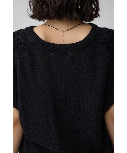 AZUL by moussy（アズールバイマウジー）の「ラインフリンジニットトップス（ニット/セーター・レディース・ブラック/アイボリー/バーガンディー・FREE）」の21枚目の写真