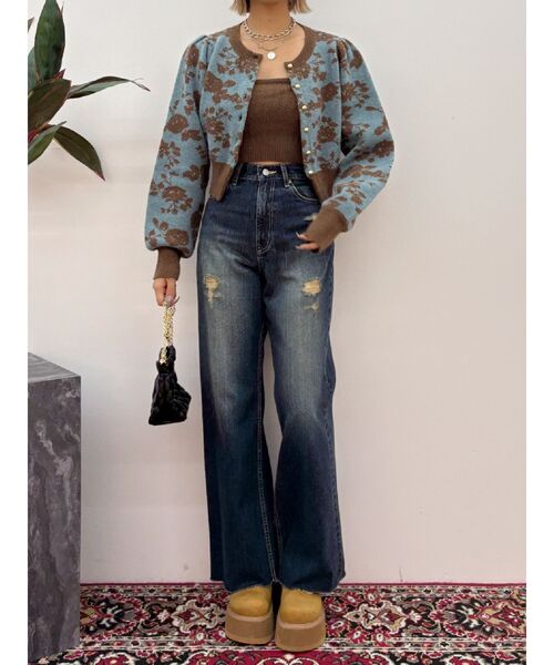 EVRIS(エヴリス)の「フラワーアンサンブルニットトップス(ニット/セーター・レディース・パープル/ブラック/ブルー・FREE)」の10枚目の写真