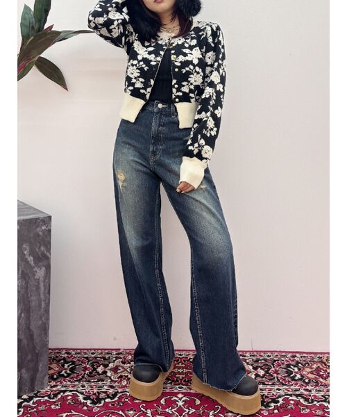 EVRIS(エヴリス)の「フラワーアンサンブルニットトップス(ニット/セーター・レディース・パープル/ブラック/ブルー・FREE)」の11枚目の写真