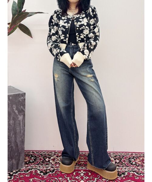 EVRIS(エヴリス)の「フラワーアンサンブルニットトップス(ニット/セーター・レディース・パープル/ブラック/ブルー・FREE)」の12枚目の写真