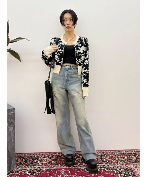 EVRIS(エヴリス)の「フラワーアンサンブルニットトップス(ニット/セーター・レディース・パープル/ブラック/ブルー・FREE)」の13枚目の写真