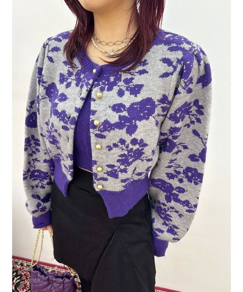 EVRIS(エヴリス)の「フラワーアンサンブルニットトップス(ニット/セーター・レディース・パープル/ブラック/ブルー・FREE)」の16枚目の写真