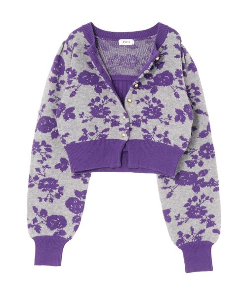 EVRIS(エヴリス)の「フラワーアンサンブルニットトップス(ニット/セーター・レディース・パープル/ブラック/ブルー・FREE)」の8枚目の写真