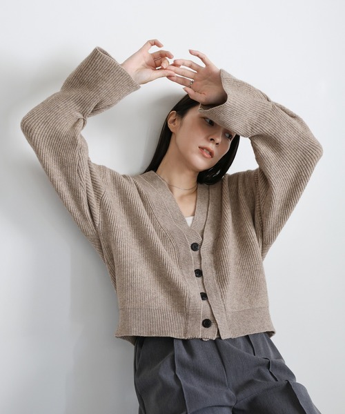 select MOCA(セレクトモカ)の「ダブルカラーカーディガン(カーディガン/ボレロ・レディース・チャコールグレー/ベージュ/グレー/ブラック・FREE)」の10枚目の写真