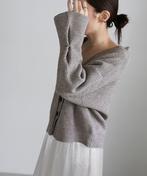 select MOCA(セレクトモカ)の「ダブルカラーカーディガン(カーディガン/ボレロ・レディース・チャコールグレー/ベージュ/グレー/ブラック・FREE)」の22枚目の写真